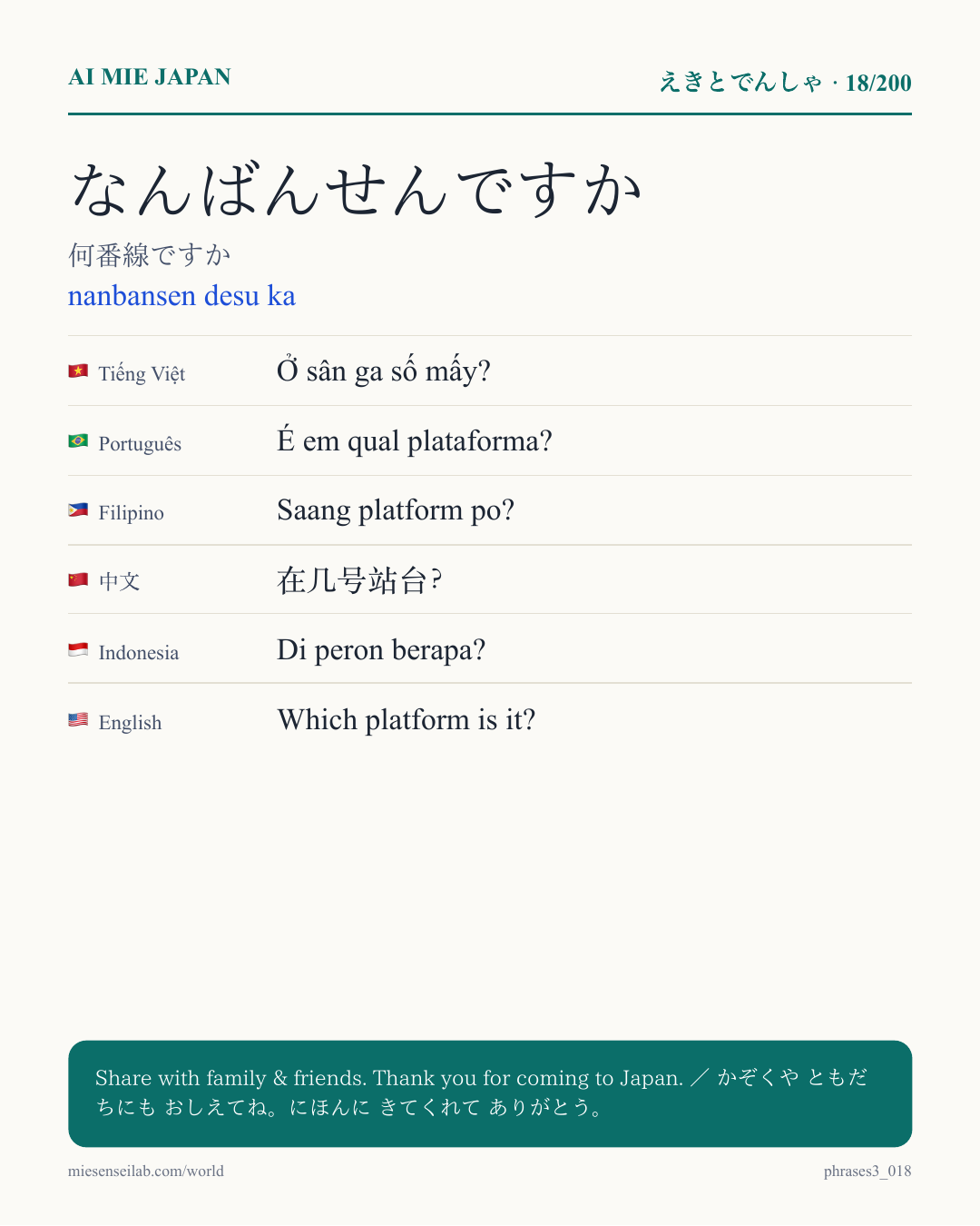 なんばんせんですか — 何番線ですか