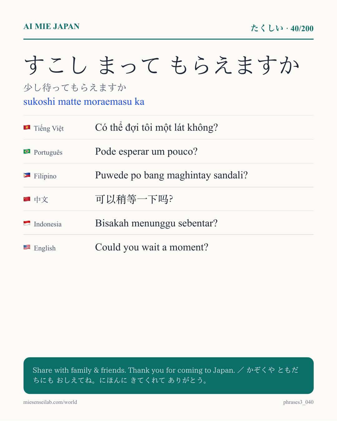 すこし まって もらえますか — 少し待ってもらえますか