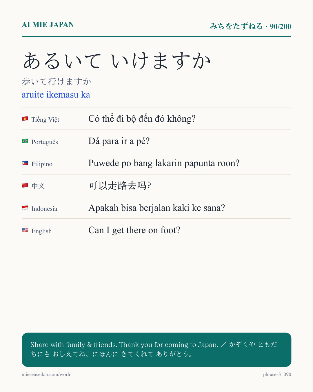 あるいて いけますか — 歩いて行けますか