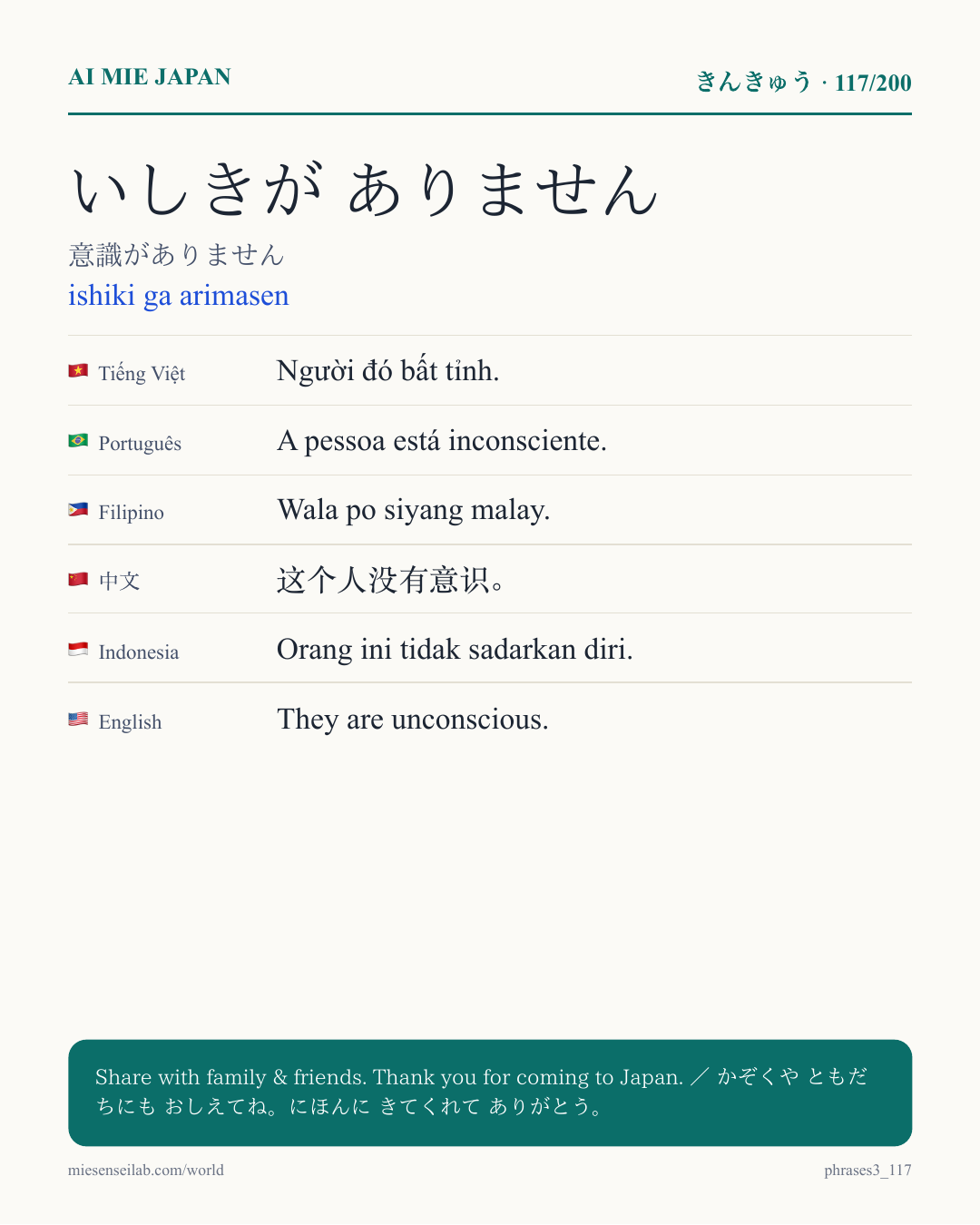 いしきが ありません — 意識がありません