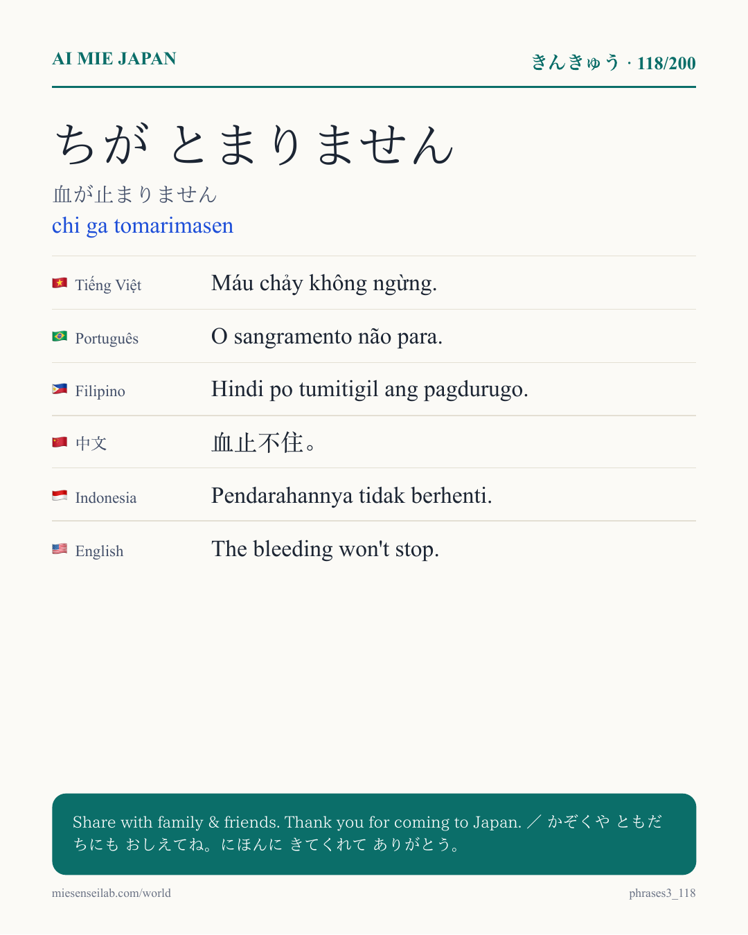 ちが とまりません — 血が止まりません