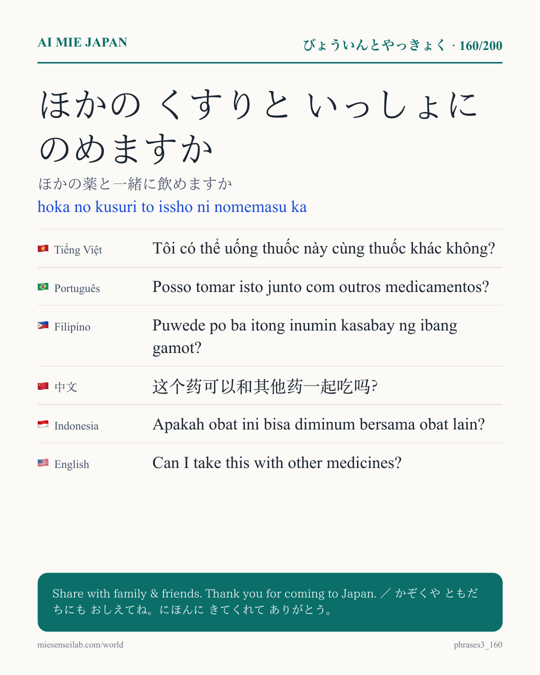 ほかの くすりと いっしょに のめますか — ほかの薬と一緒に飲めますか