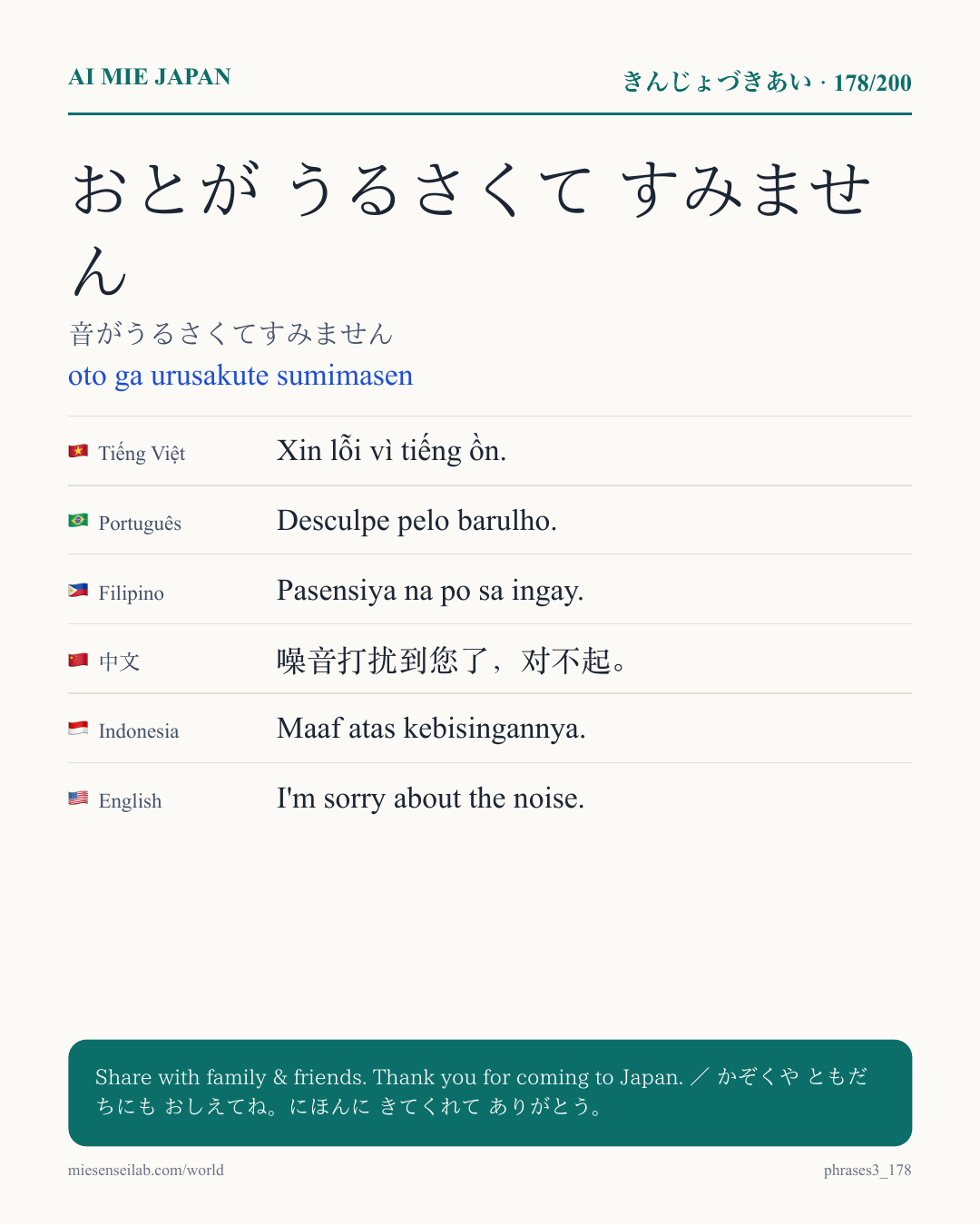 おとが うるさくて すみません — 音がうるさくてすみません