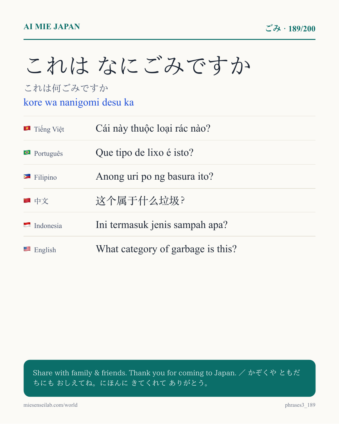 これは なにごみですか — これは何ごみですか
