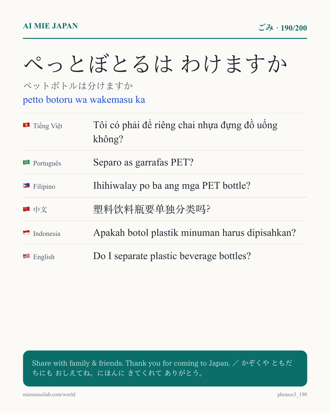 ぺっとぼとるは わけますか — ペットボトルは分けますか